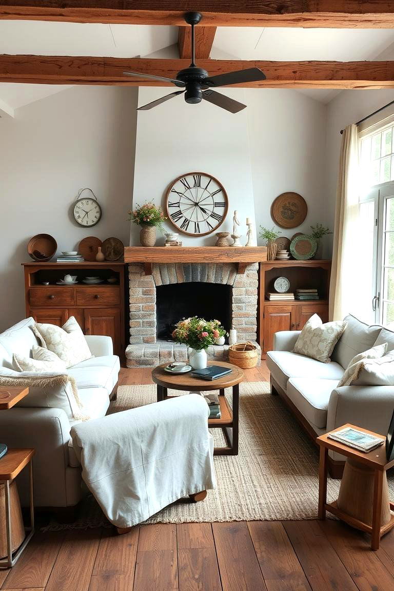 Rustic Farmhouse Charm - 24 Vintage Living Room Ideas