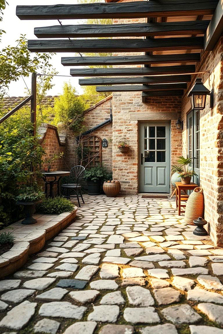 Rustic Farmhouse Charm - 24 cobblestone patio ideas