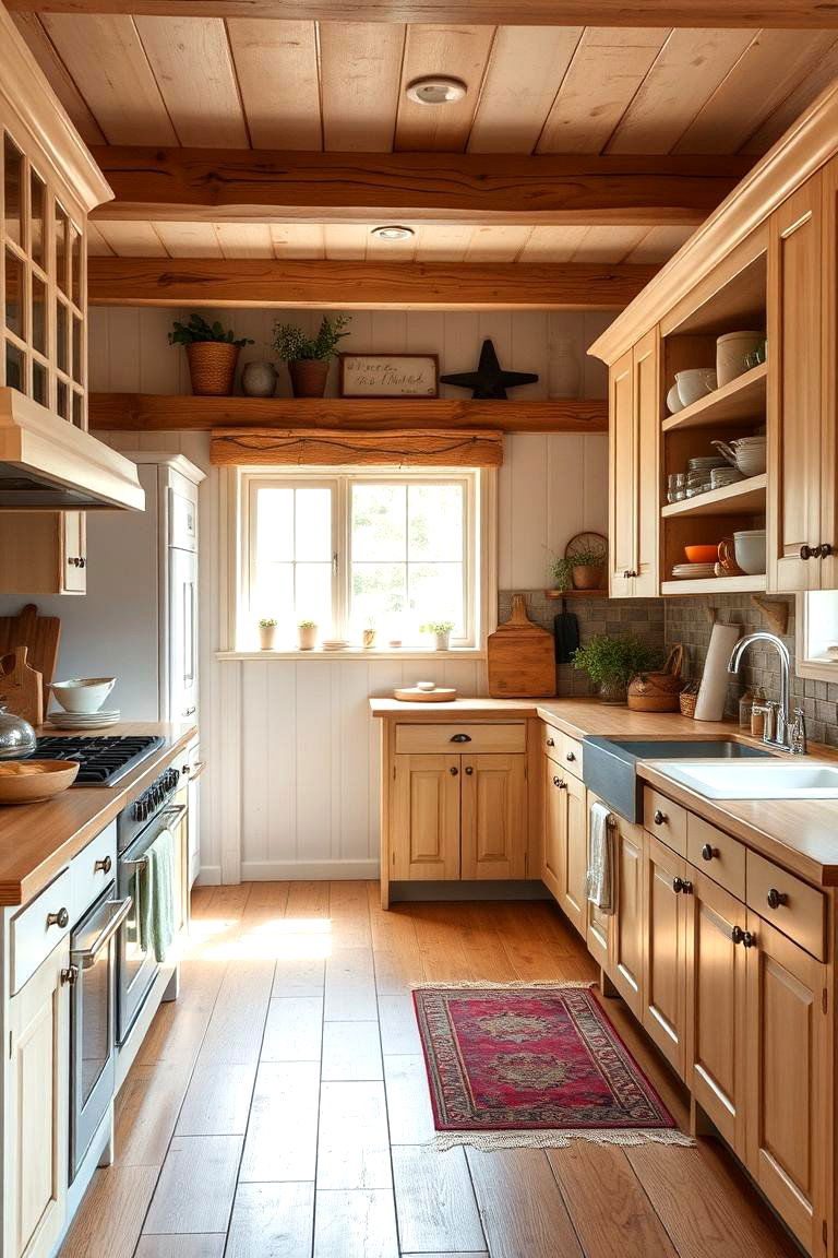 Rustic Farmhouse Charm - 24 Kitchens With Light Wood Cabinets