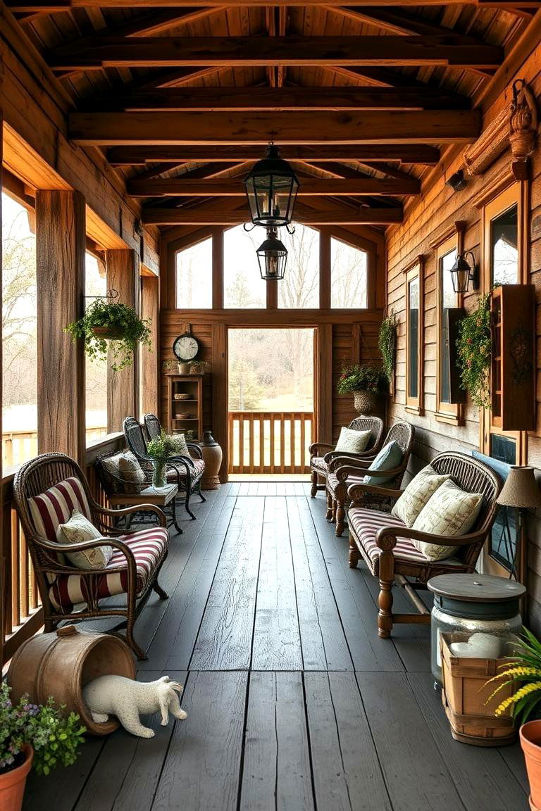 Rustic Farmhouse Charm Porch - 24 Three Season Porch Ideas