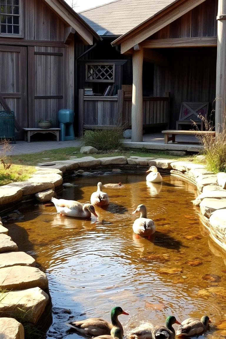 Rustic Farmhouse Duck Pond - 24 Duck Pond Ideas