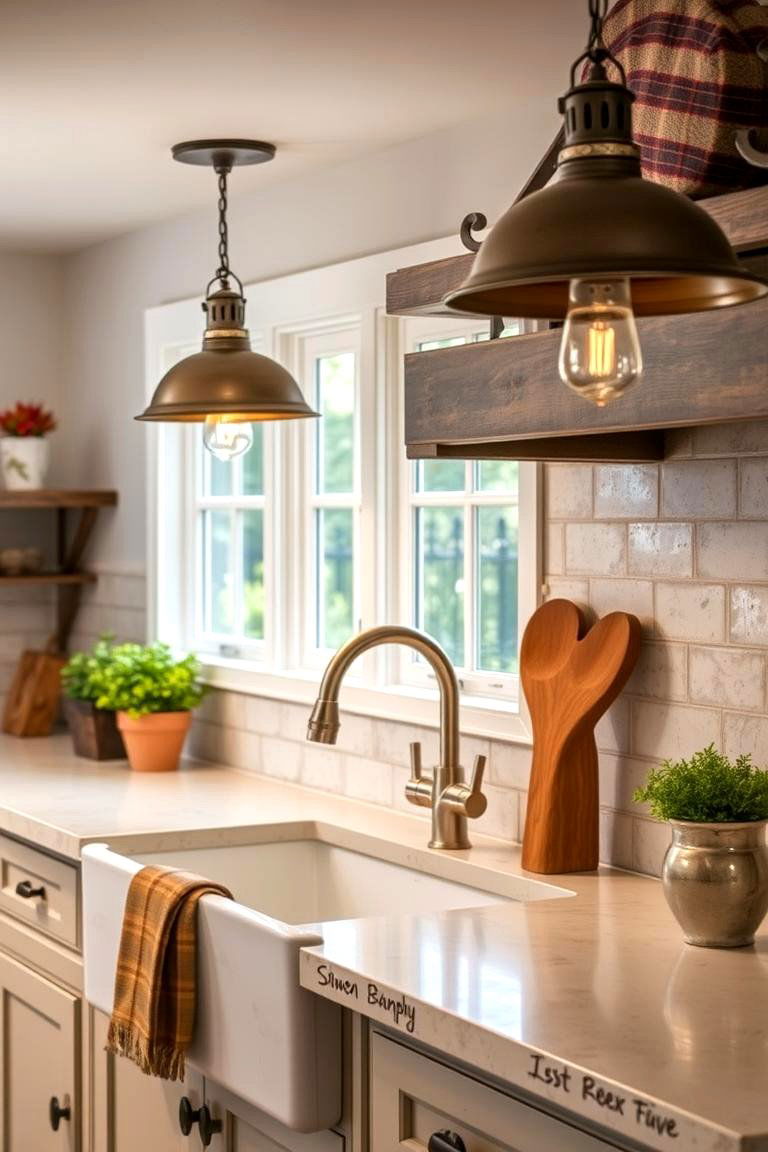 Rustic Farmhouse Fixtures - 24 Kitchen Sink Lighting Ideas