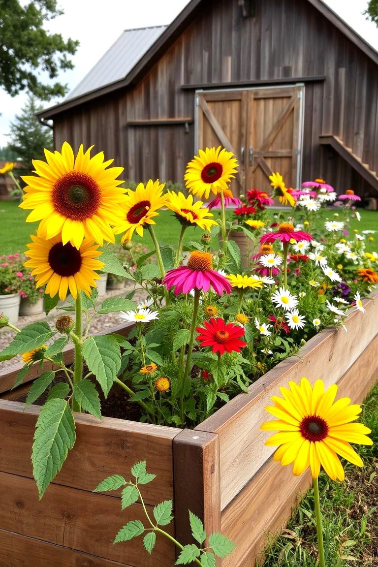 Rustic Farmhouse Flower Bed - 24 Flower Bed Ideas