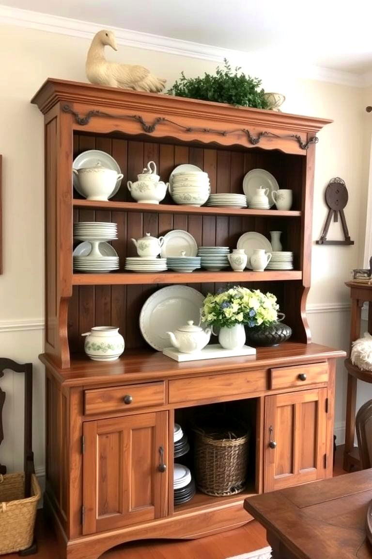 Rustic Farmhouse Hutch - 24 French Country Dining Room Ideas