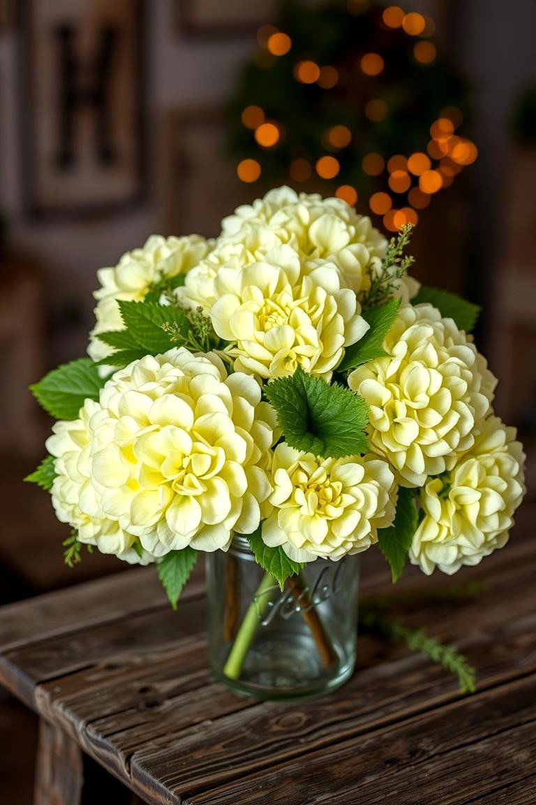 Rustic Farmhouse Hydrangea Arrangement - 24 Hydrangea Centerpiece Ideas