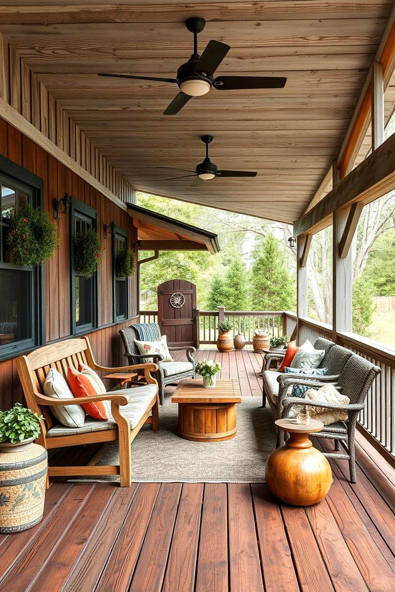Rustic Farmhouse Inspired Deck - 24 Ground Level Deck Ideas