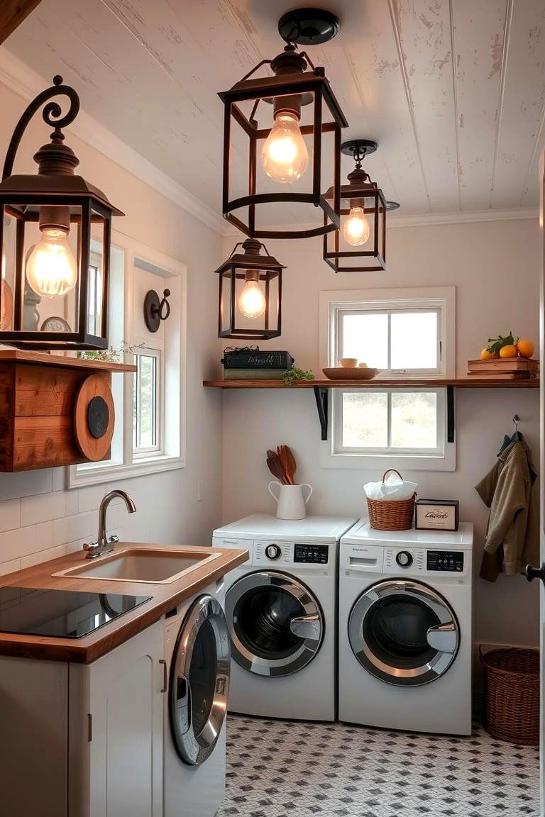 Rustic Farmhouse Lanterns - 24 Laundry Room Lighting Ideas