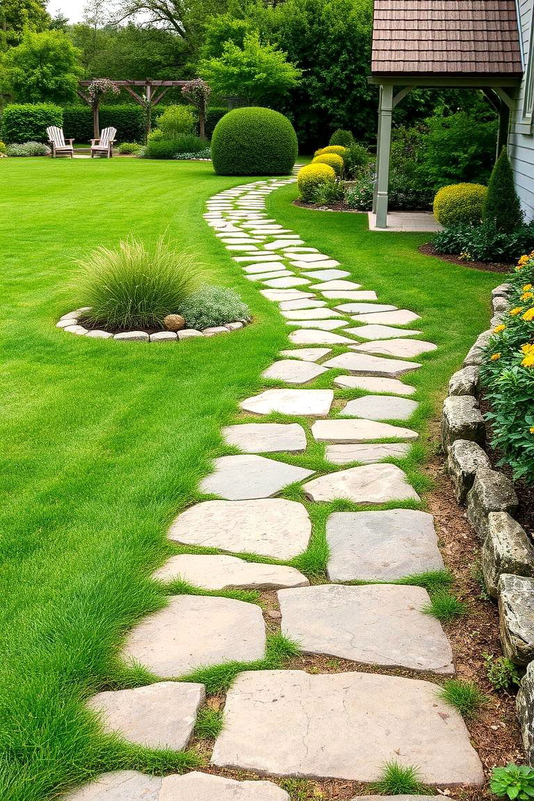 Rustic Farmhouse Path - 24 Stepping Stone Walkway Ideas