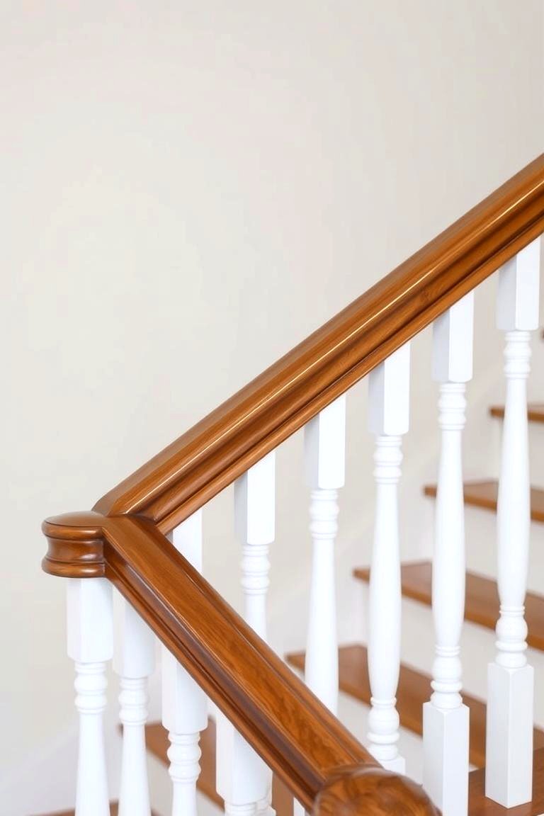 Rustic Farmhouse Railing with White Balusters - 24 Farmhouse Rustic Stair Railing Ideas