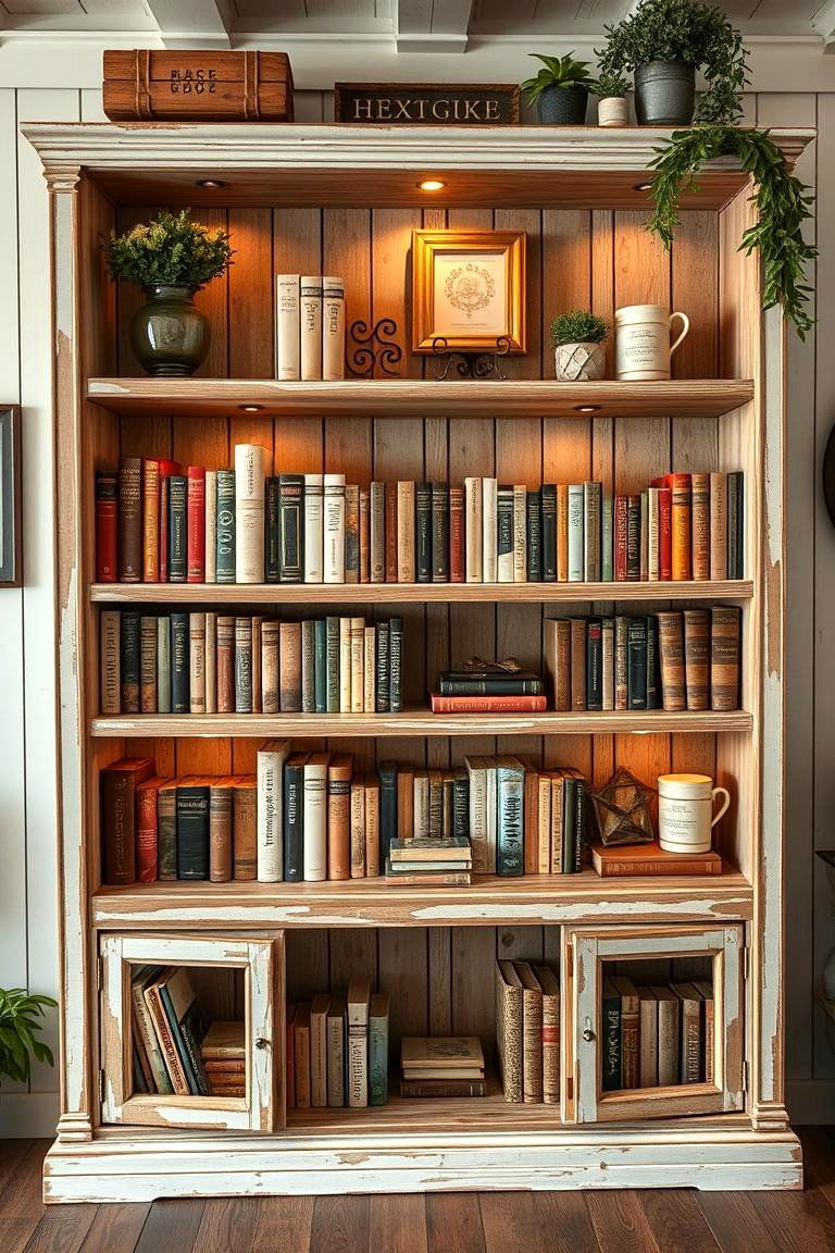 Rustic Farmhouse Shelf - 24 Bookshelf Decor Ideas