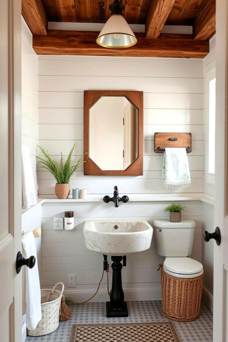 Rustic Farmhouse Sink with Modern Accents - 24 Tuscan Bathroom Ideas