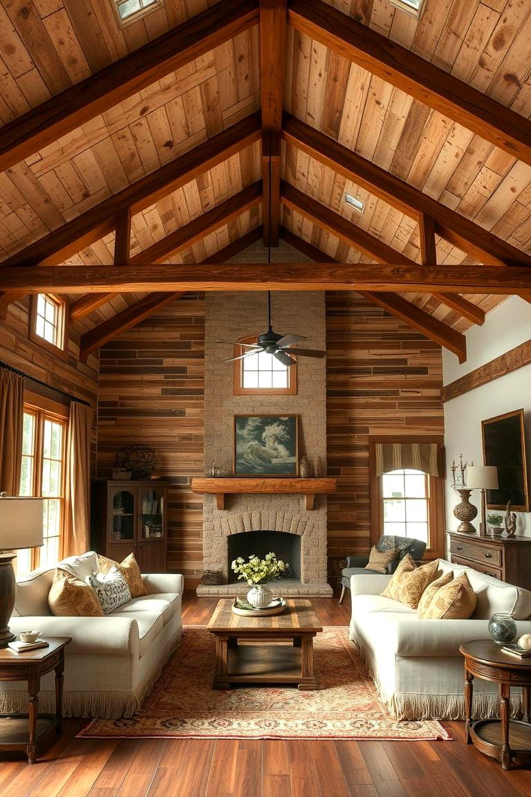 Rustic Farmhouse Vault - 24 Living Room Vaulted Ceiling Ideas