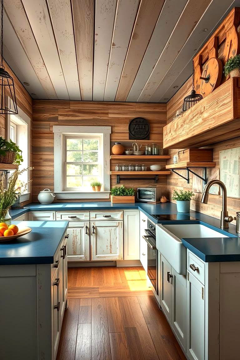 Rustic Farmhouse - 24 kitchens with blue countertops