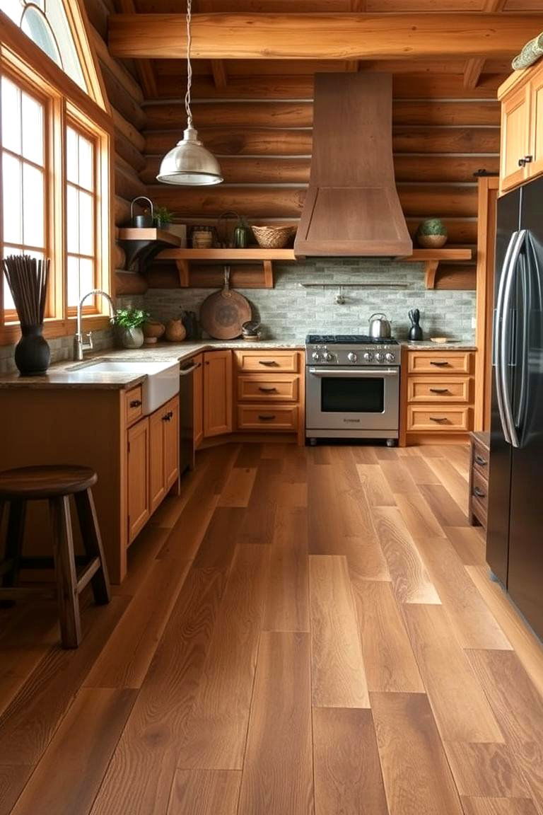 Rustic Flooring Options - 24 Log Cabin Kitchen Design Ideas