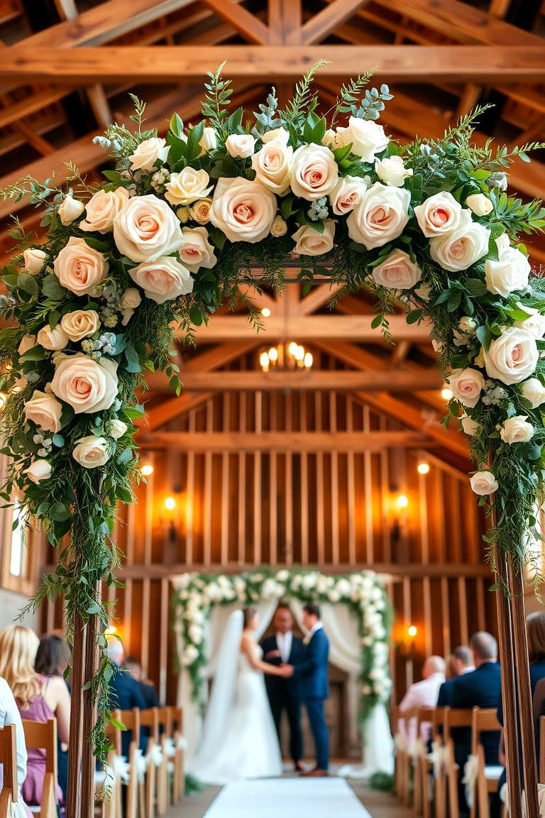 Rustic Floral Arches - 24 Barn Wedding Ideas