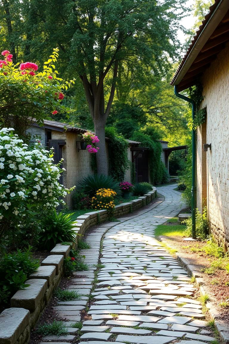 Rustic Garden Pathway - 24 Cobble Stone Walkway Ideas