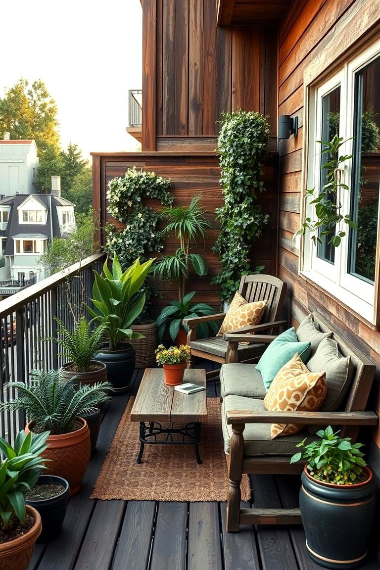 Rustic Garden Seating - 24 Green Balcony Ideas