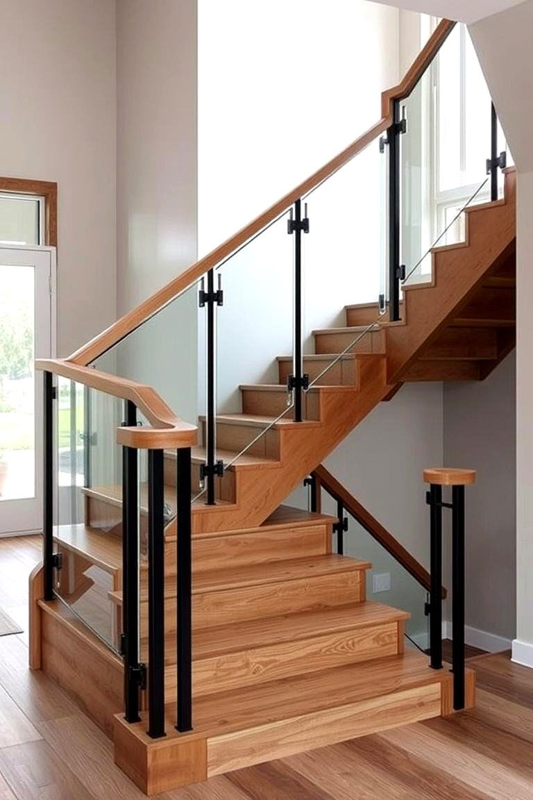 Rustic Glass Railings for a Sleek Open Feel - 24 Farmhouse Rustic Stair Railing Ideas