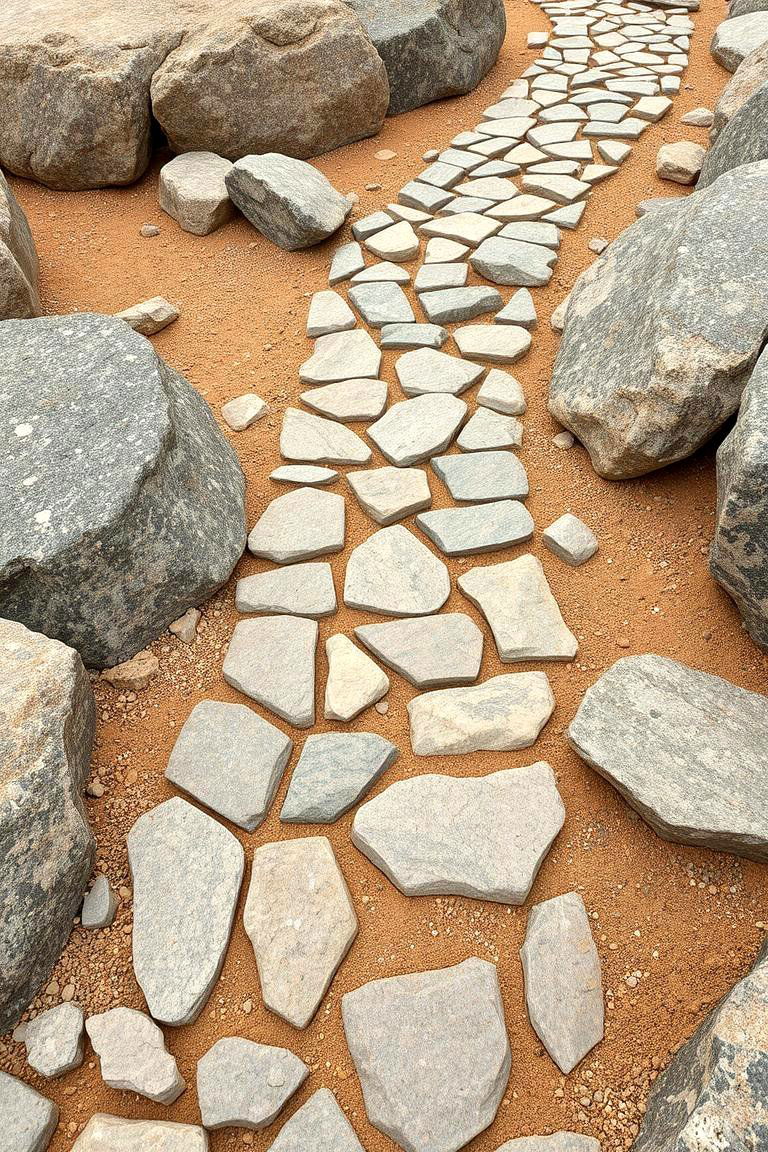 Rustic Granite Boulders Path - 24 Granite Walkway Ideas
