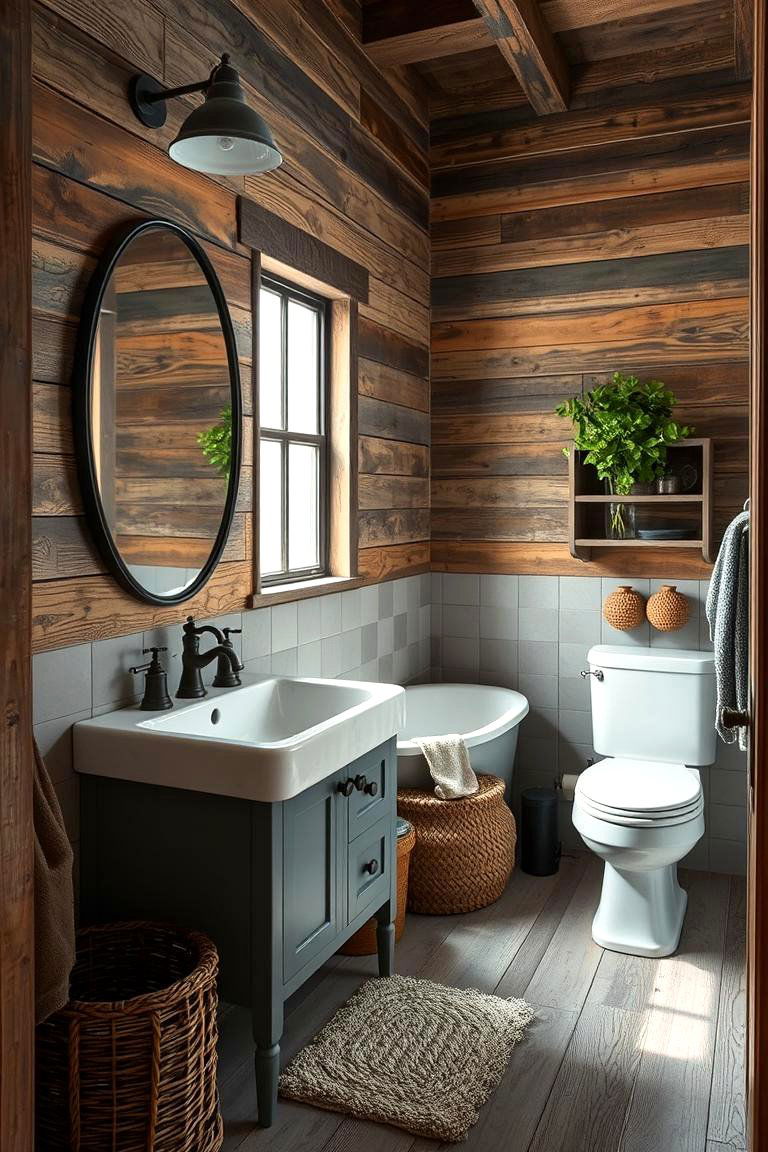Rustic Green Charm - 24 Green and Grey Bathroom Ideas