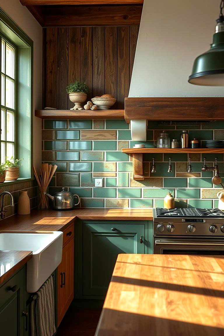 Rustic Green Revival - 24 Kitchen With Green Backsplash Ideas