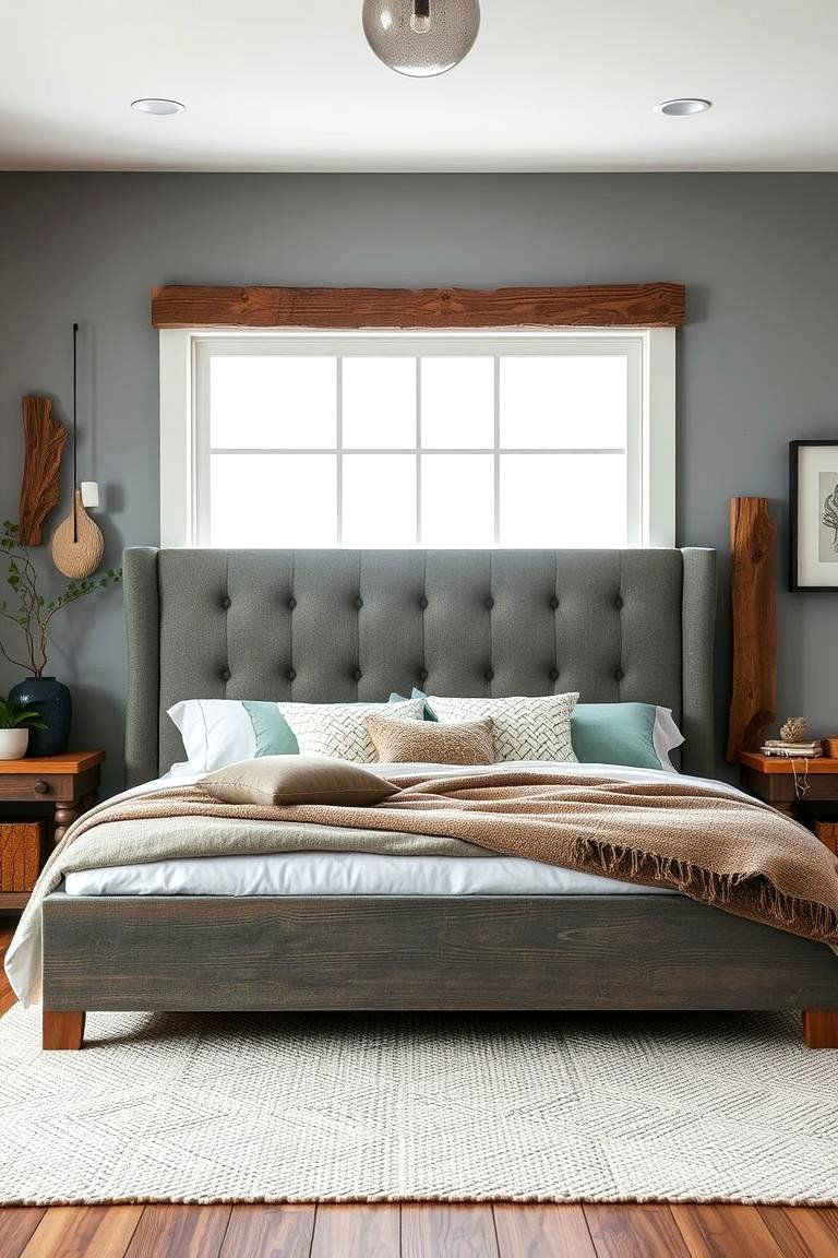 Rustic Grey Harmony - 24 Grey Headboard Bedroom Ideas
