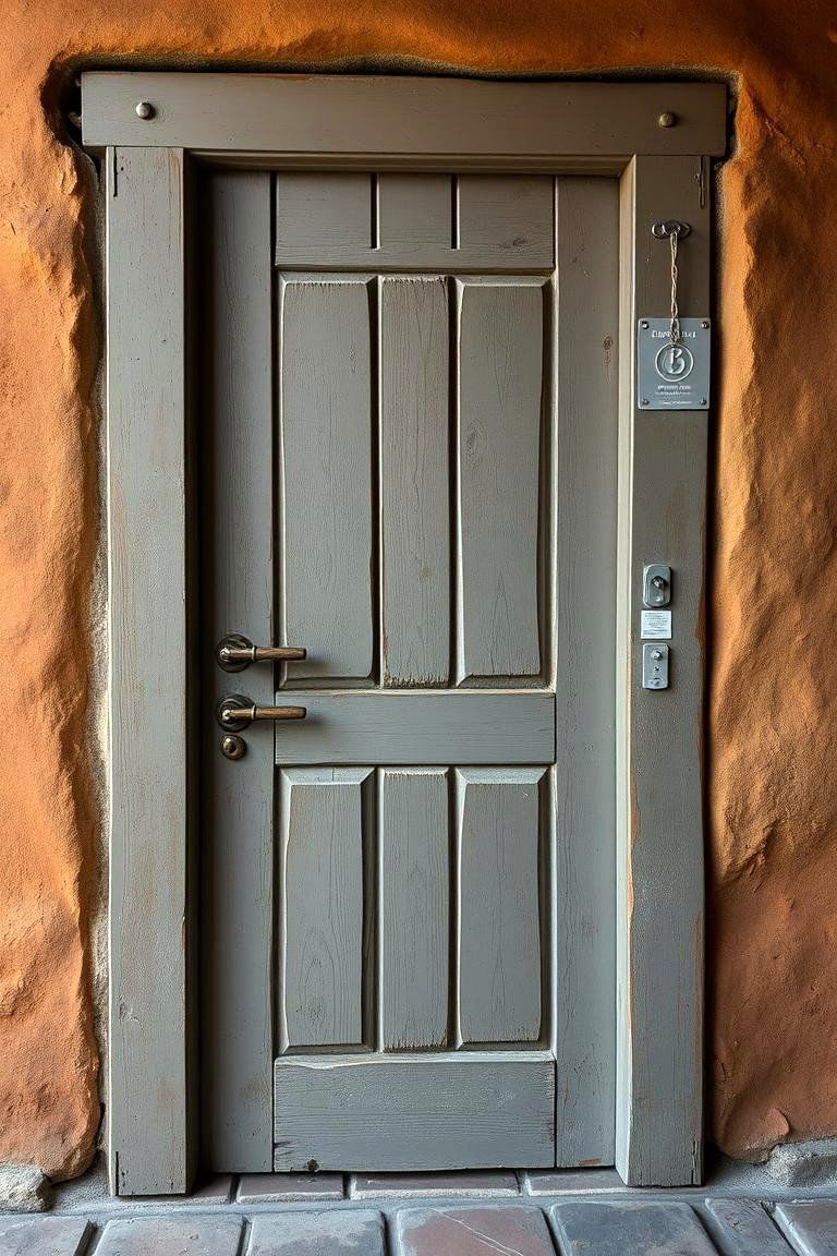 Rustic Grey with Natural Accents - 24 Grey Front Door Ideas