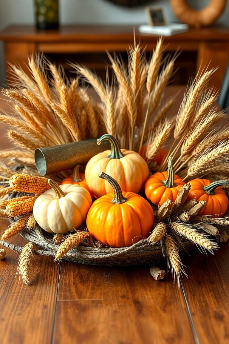 Rustic Harvest Centerpiece - 24 thanksgiving table decor ideas