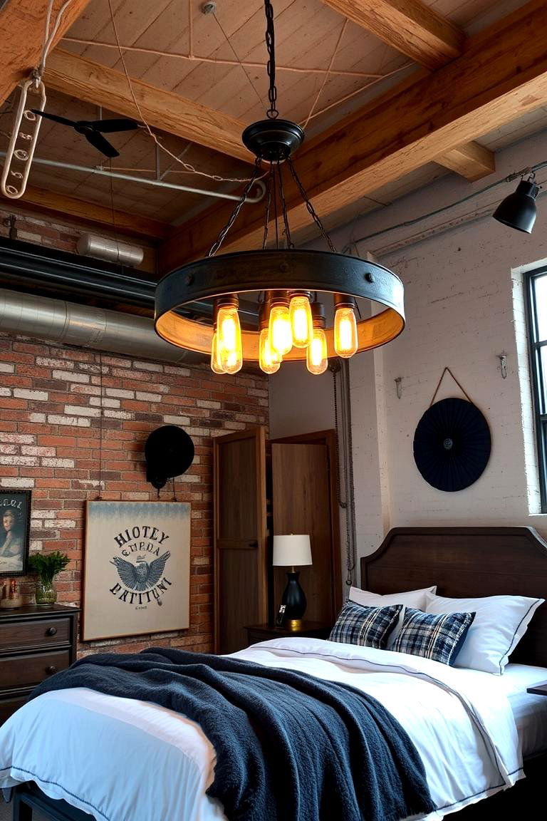 Rustic Industrial Appeal - 24 Bedroom Chandelier Ideas