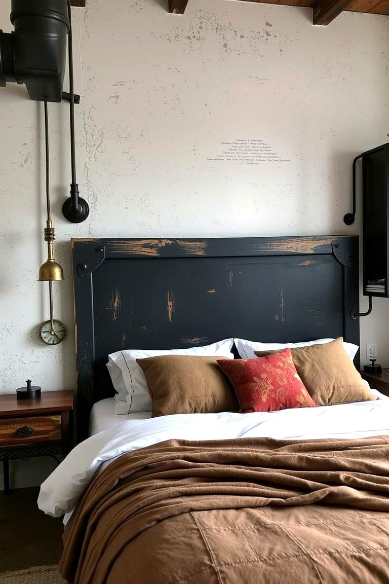 Rustic Industrial Fusion - 24 Black Headboard Bedroom Ideas