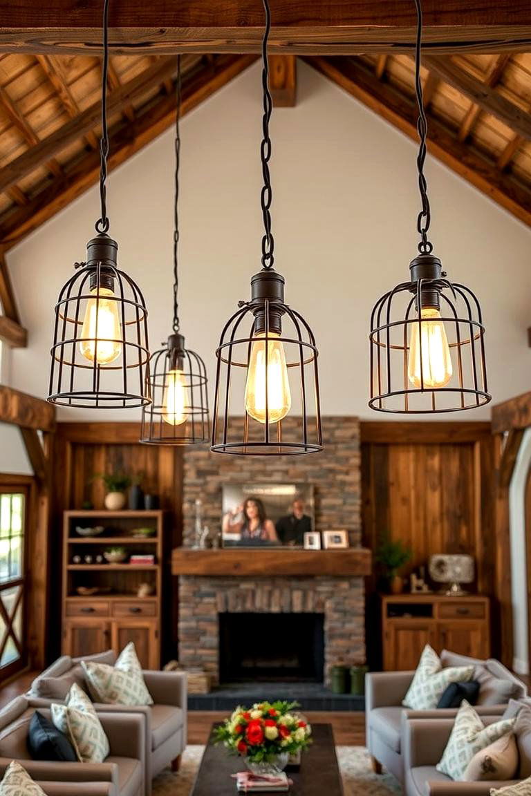 Rustic Industrial Lighting Fixtures - 24 Rustic Barndominium Interior Design Ideas