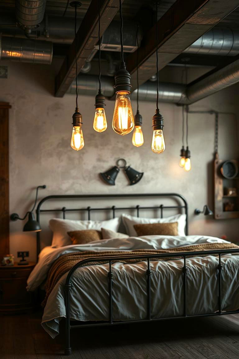 Rustic Industrial Lighting - 24 Vintage Bedroom Ideas