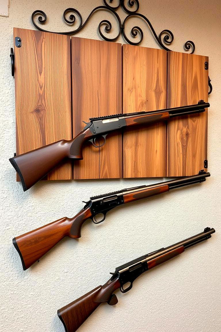 Rustic Iron and Wood Combination - 24 Gun Wall Ideas