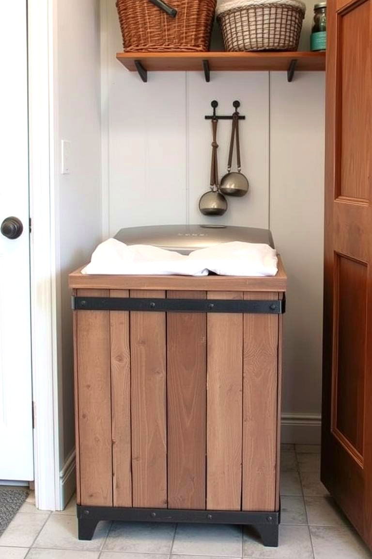 Rustic Laundry Hamper - 24 Vintage Laundry Room Decor Ideas