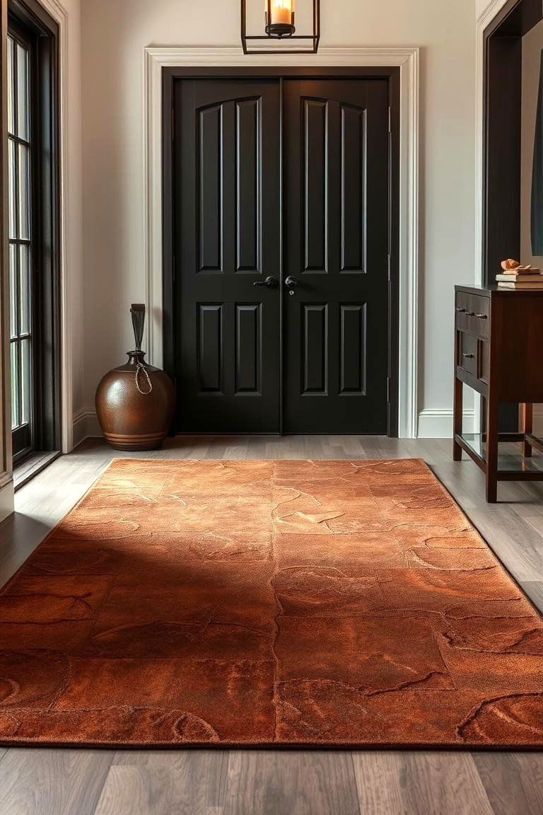 Rustic Leather Rug - 24 Entryway Rug Ideas