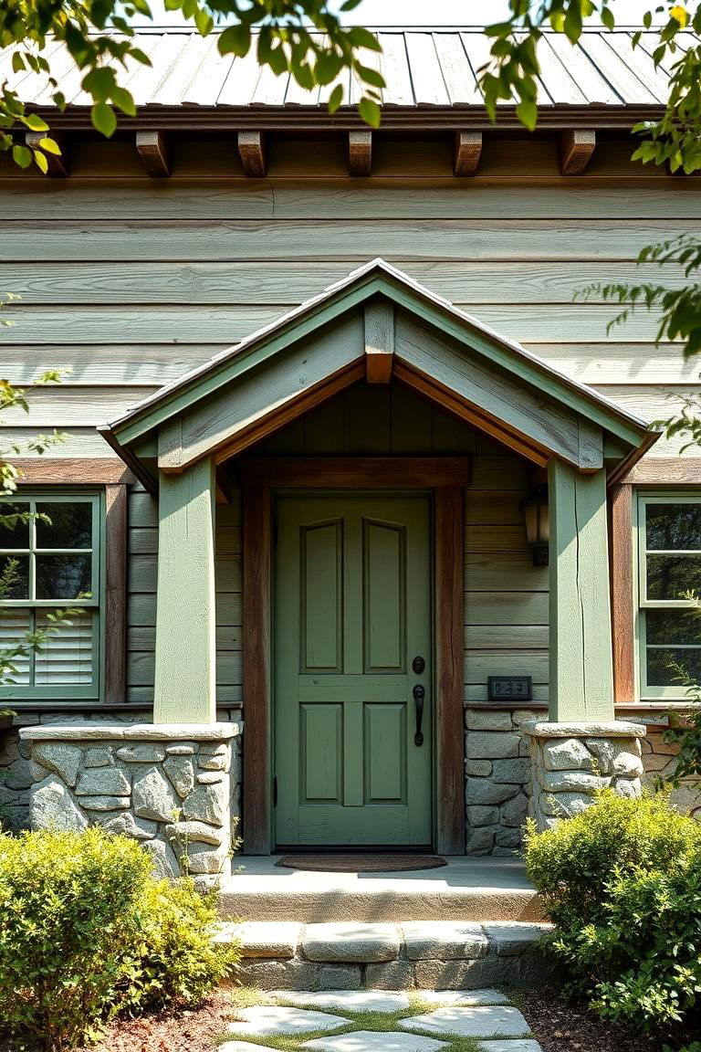 Rustic Light Green Accent - 24 Light Green House Exterior Ideas