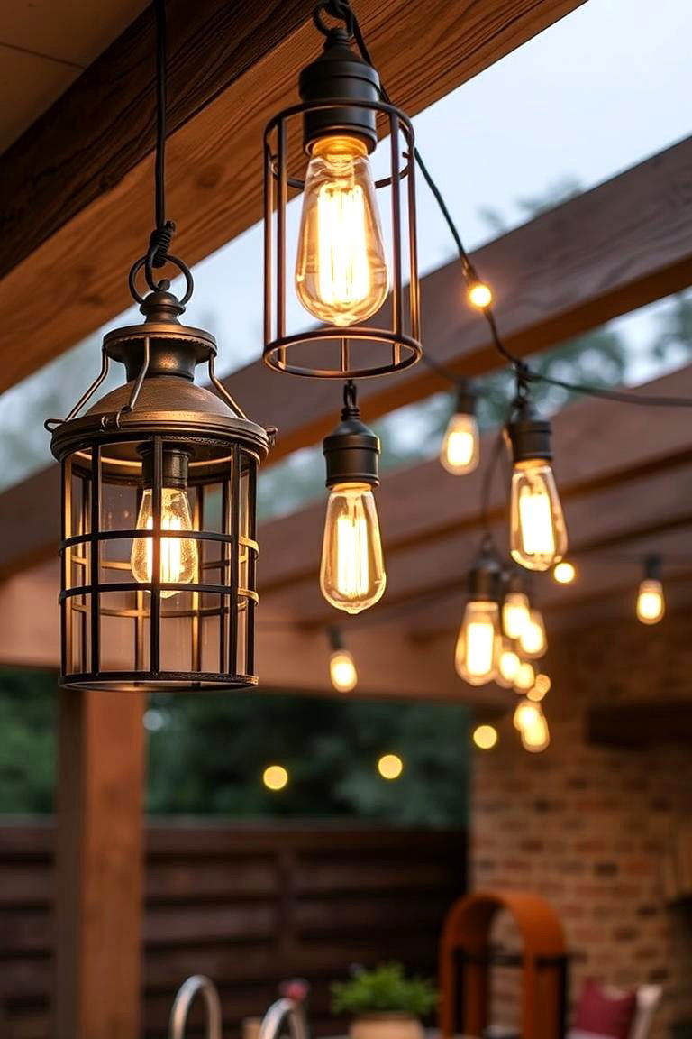 Rustic Lighting Fixtures - 24 Rustic Outdoor Kitchen Ideas