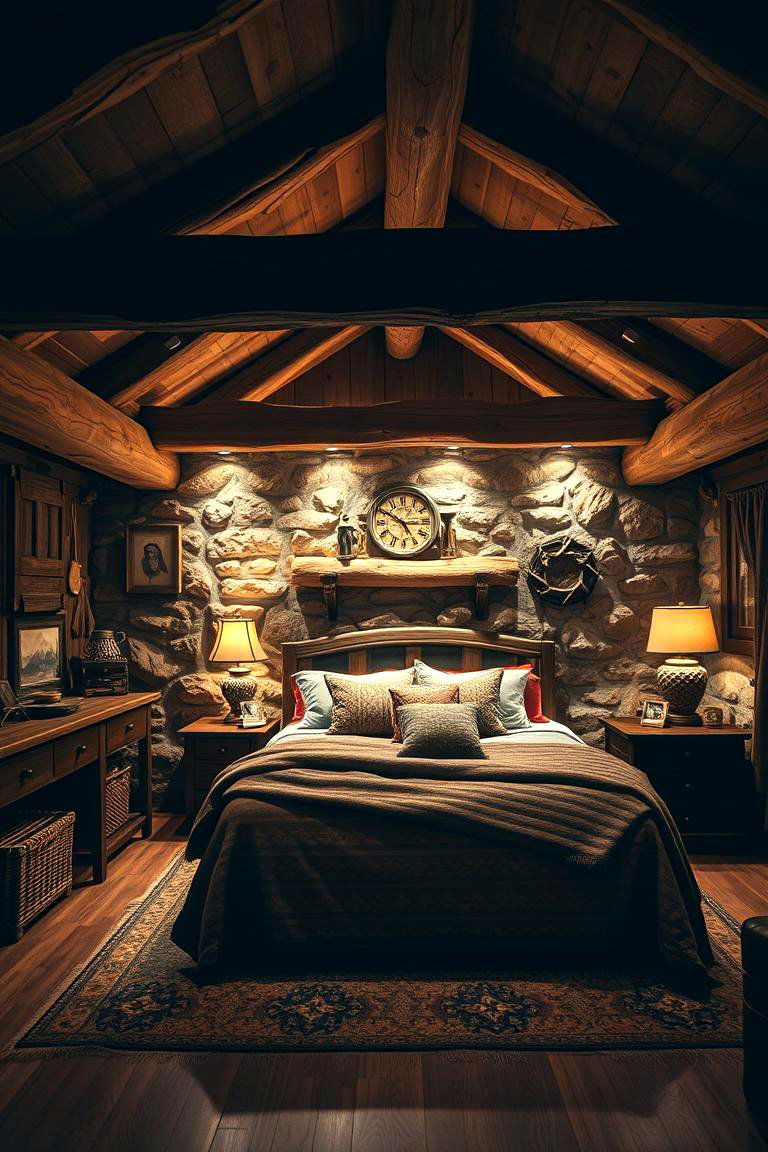 Rustic Lodge Haven - 24 Man Cave Bedroom Ideas