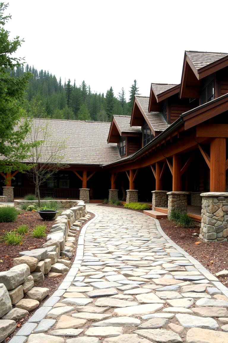 Rustic Lodge Walkway - 24 Cobble Stone Walkway Ideas