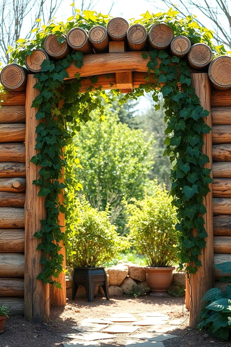 Rustic Log Arch - 24 Garden Arch Ideas