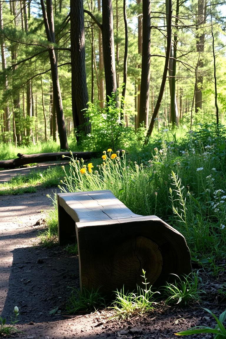 Rustic Log Bench - 24 Garden Bench Ideas