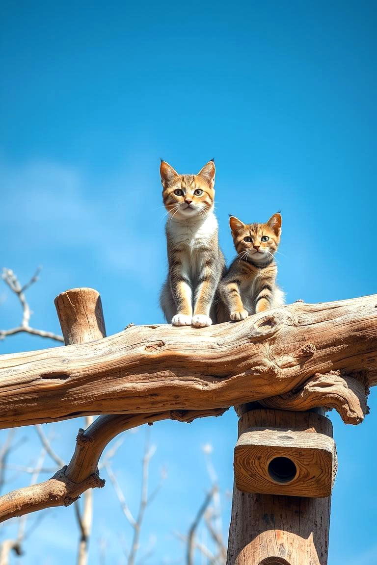 Rustic Log Branch Cat Playground - 24 Outdoor Cat Tree Ideas