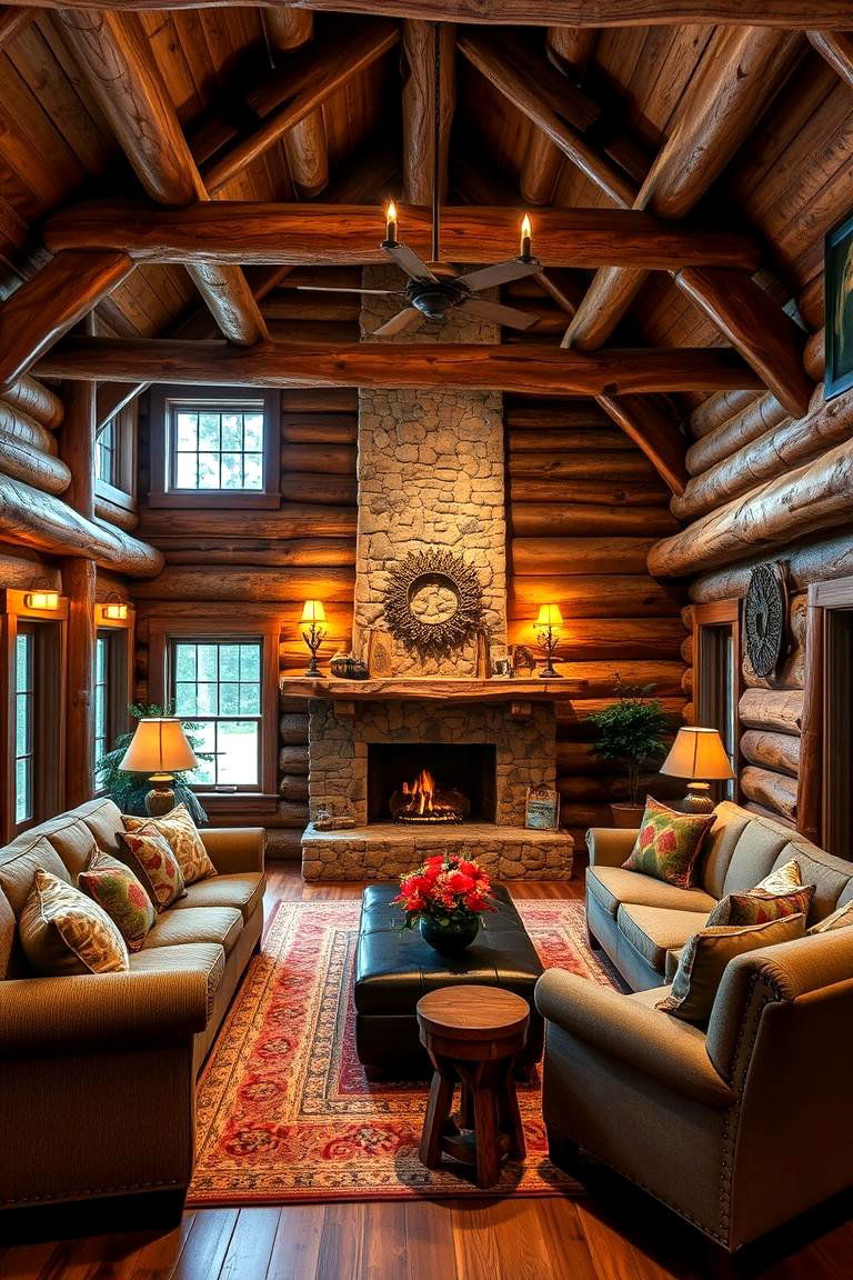 Rustic Log Cabin Inspired Lounge - 24 Outdoor Living Room Ideas