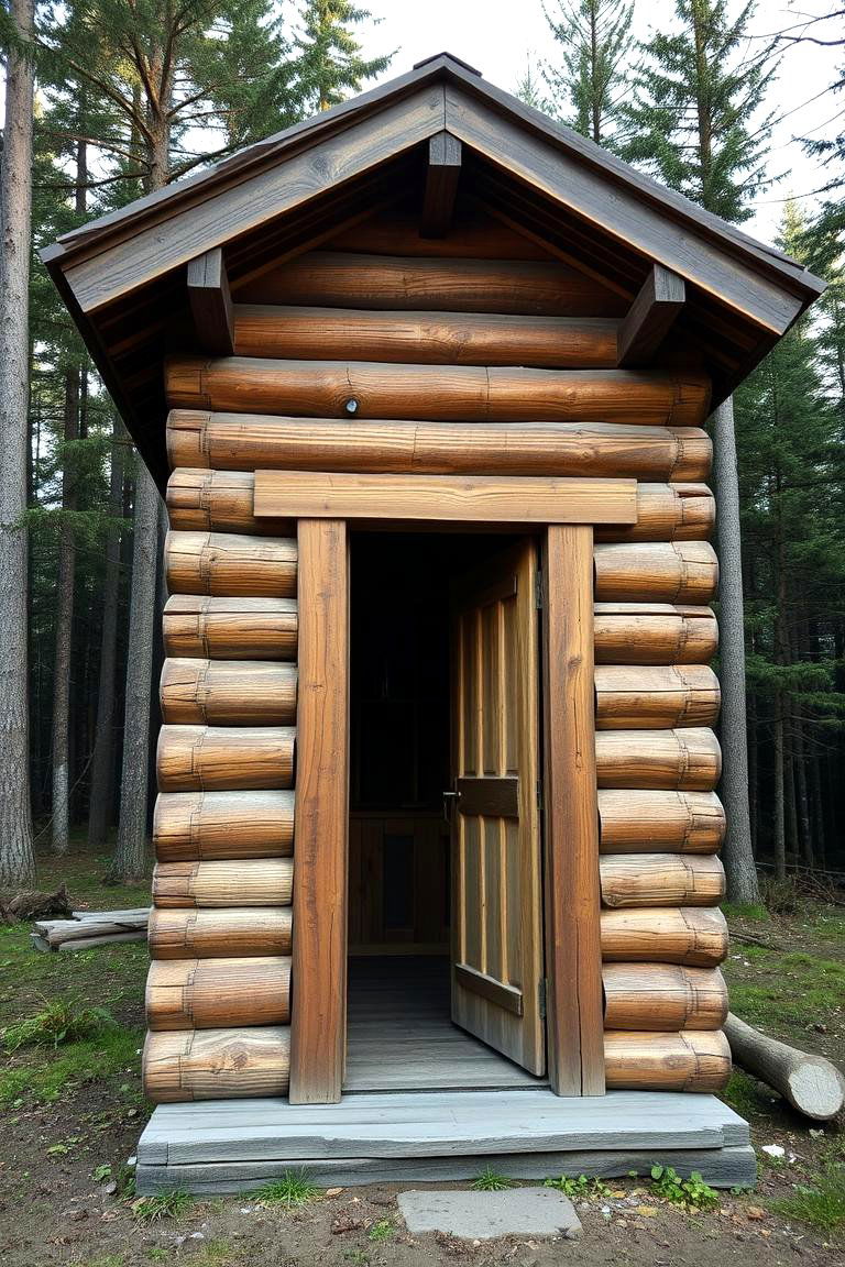 Rustic Log Cabin Outhouse - 24 Outhouse Design Ideas