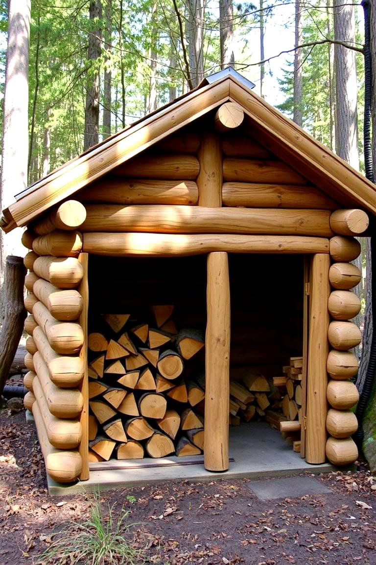 Rustic Log Cabin Style Wood Shed - 24 wood shed ideas