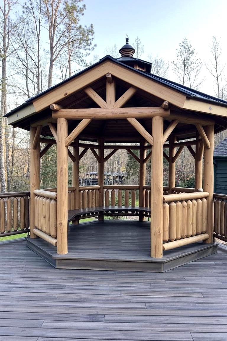 Rustic Log Gazebo - 24 Gazebo on Deck Ideas