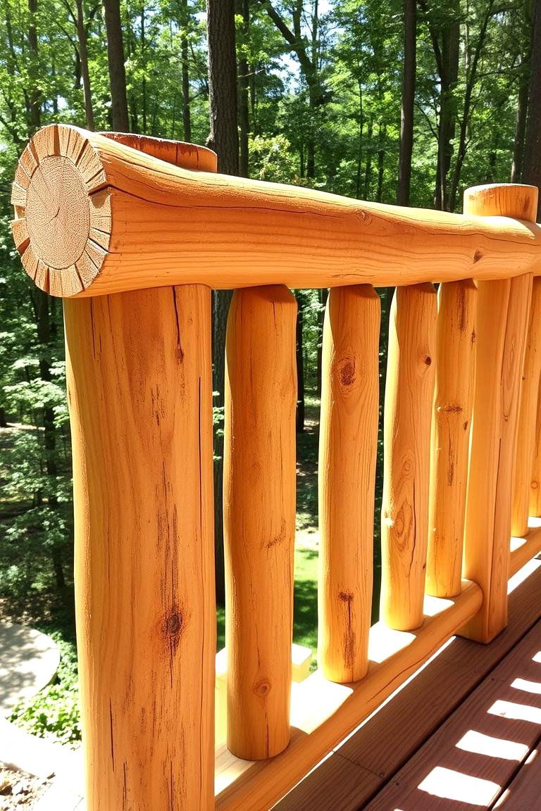 Rustic Log Railing - 24 Wood Deck Railing Ideas
