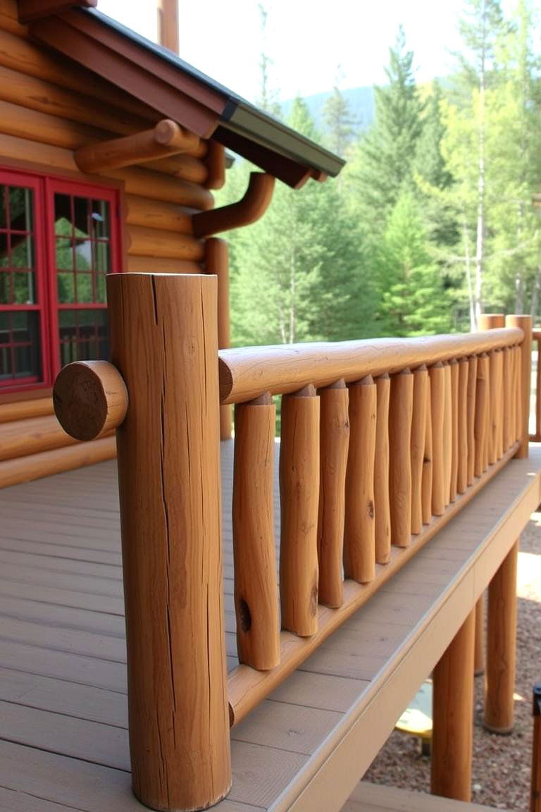 Rustic Log Railings - 24 Front Porch Railing Ideas