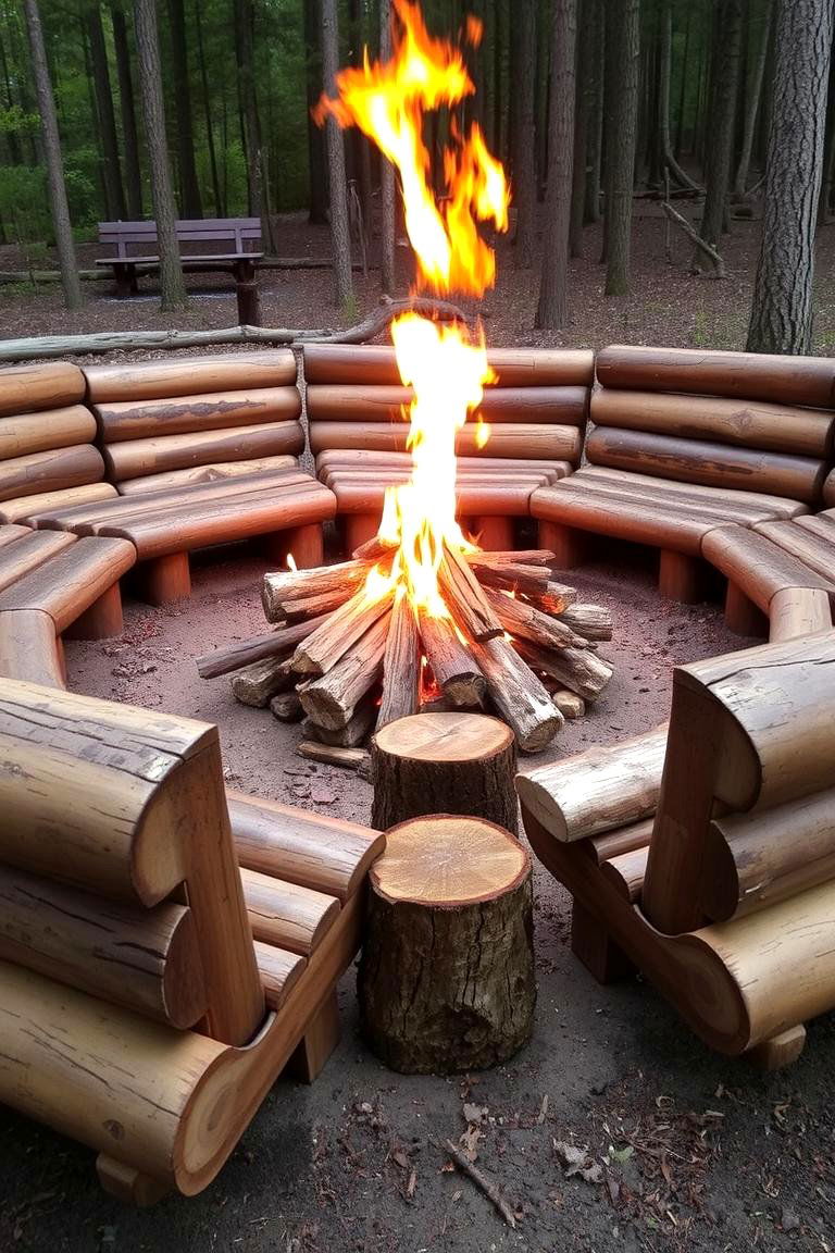 Rustic Log Seating - 24 Fire Pit Seating Ideas