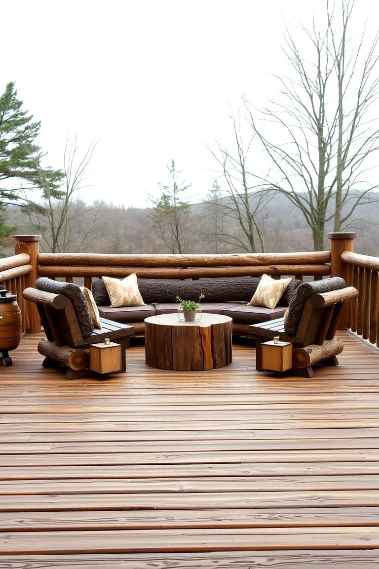 Rustic Log Seating - 24 Deck Seating Ideas